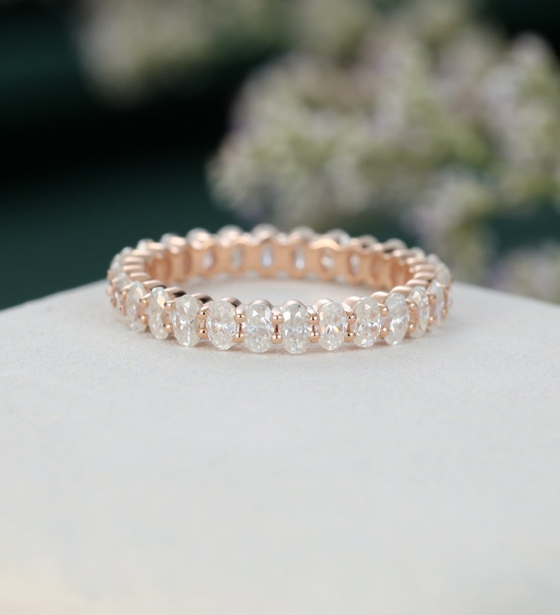 Full eternity band Moissanite wedding band vintage Solid 14K Etsy