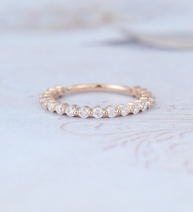 2mm Moissanite Wedding Band Women Solid 14k Rose Gold Wedding Etsy