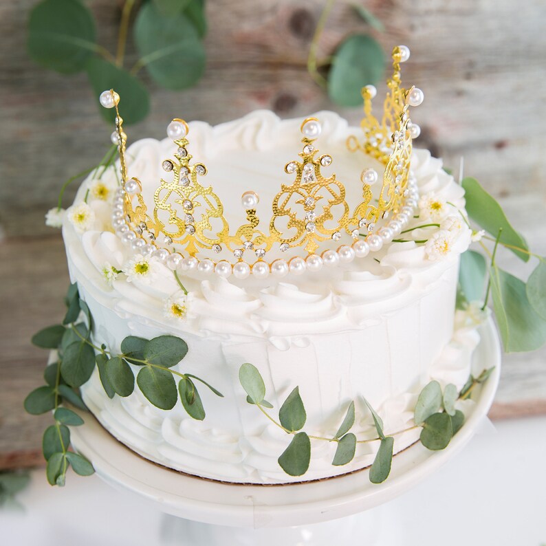 RHINESTONE TIARA Cake Topper. Princess Party. Gold Tiara or Etsy