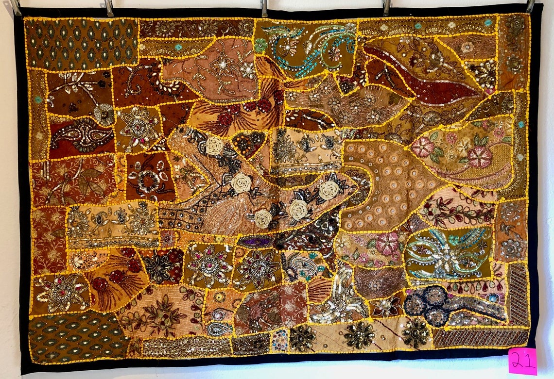 India Quilted/Embroidered Tapestries Wall Hangings Throws Etsy