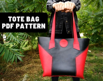 PDF pattern for Leather Tote bag (Shopping bag) plus instruction and video