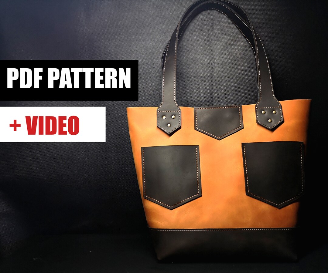 Leather Tote Bag PDF Pattern templates With Tutorial instruction and Video With Making Process