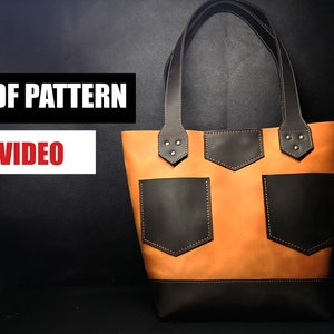 Leather tote bag - PDF pattern (templates) with tutorial (instruction) and video with making process