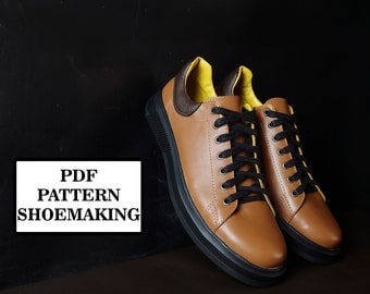 Shoe Pattern PDF for leather sneakers, mens sizes. Shoe design for shoe making