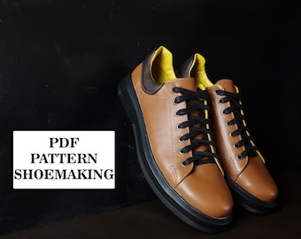 Shoe Pattern PDF for leather sneakers, mens sizes. Shoe design for shoe making