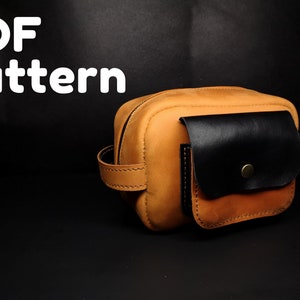 Leather dopp kit (toiletry bag) - PDF pattern(templates) for leatherworking with tutorial and instruction