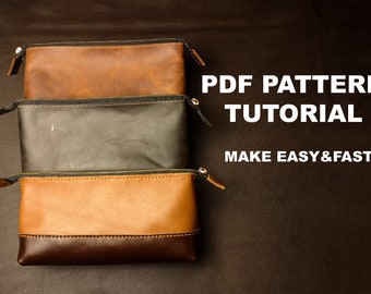 PDF pattern for leather cosmetic bag - crafting bag fast and easy