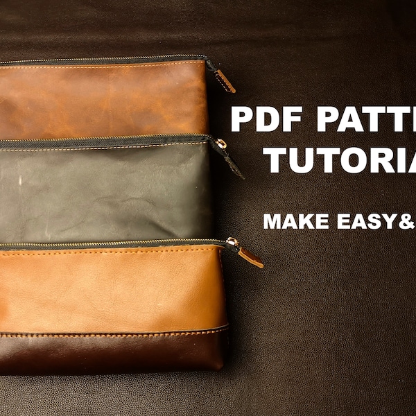 PDF pattern for leather cosmetic bag - crafting bag fast and easy