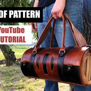 Leather Duffle Bag PDF pattern (templates) - pattern for leatherwork with instruction and video tutorial