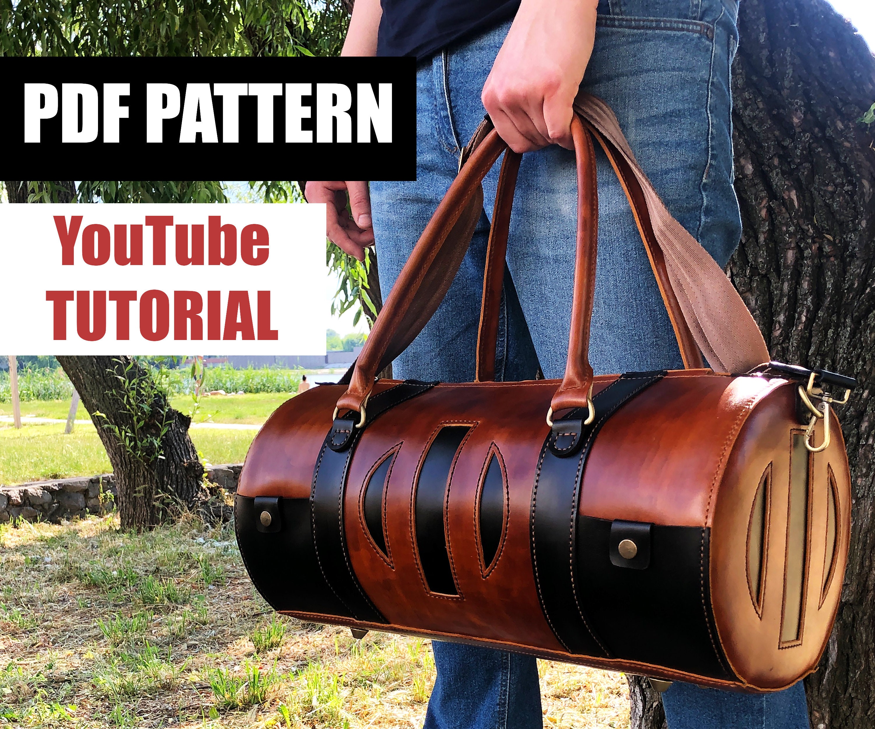 Leather Duffle Bag PDF Pattern templates Pattern for Etsy