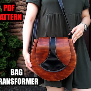 Crossbody bag Pdf patterns (templates) - 2 designs in 1 bag, patterns for leatherwork with tutorial and video