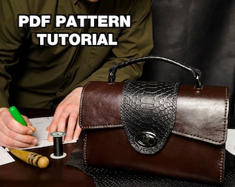 DIY Leather Handbag - PDF Pattern (templates). Pattern for leathercraft and leatherwork