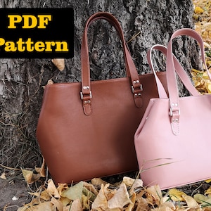 Ledertasche Schnittmuster PDF zum Basteln von Handtasche mit Stofffutter und Video-Anleitung