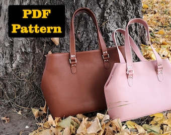 Leather bag pattern PDF for crafting handbag with fabric lining and video tutorial