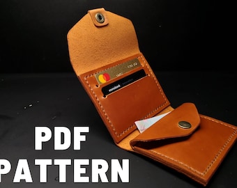 Leather small wallet - PDF pattern (templates) for leatherworking with instruction and video