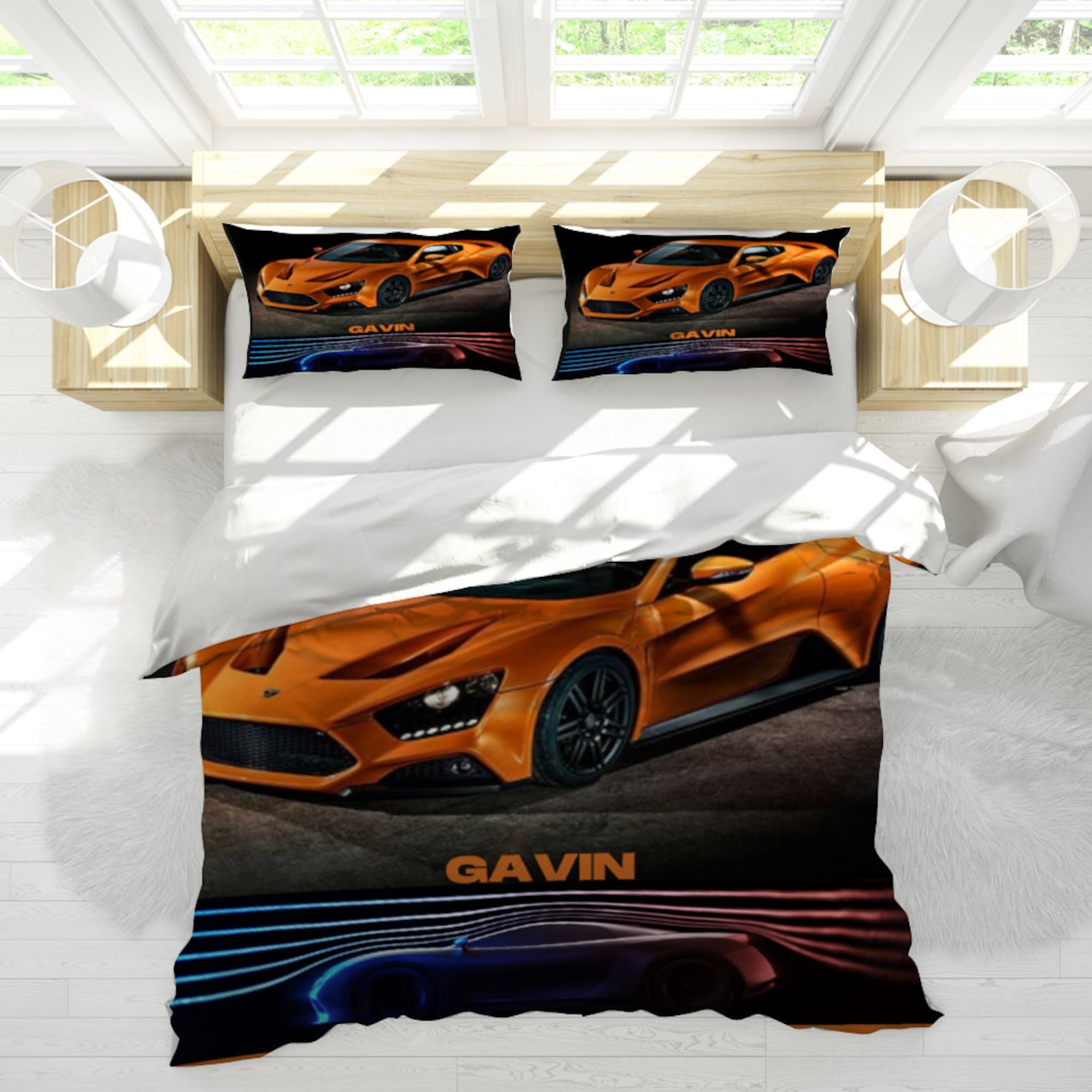 Boys Orange 3 P Soft Bedding Set Duvet Cover set Etsy