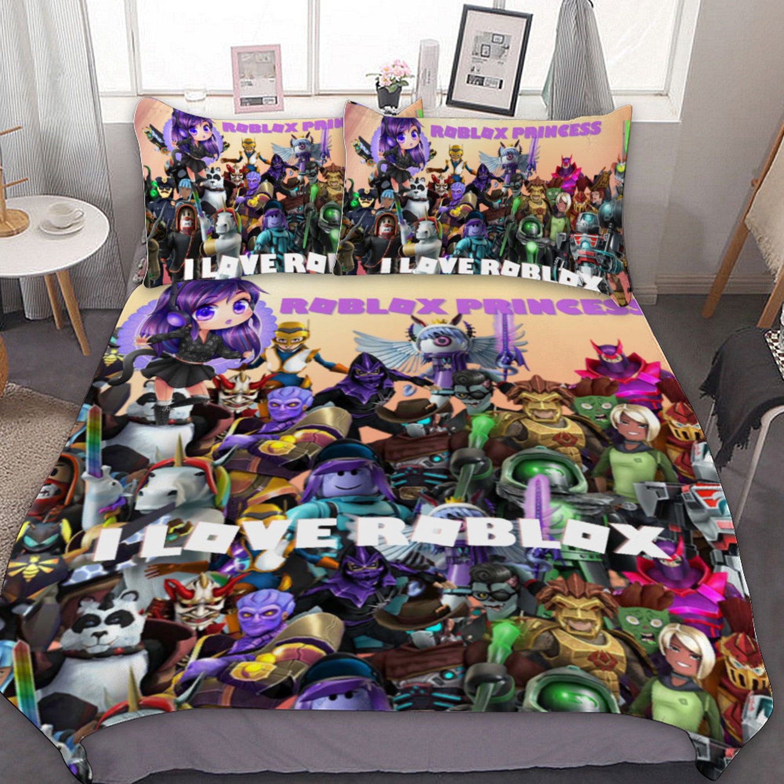 Roblox Girls Avatar Princess Bedding Set of 3 Quilt Cover 2 Etsy