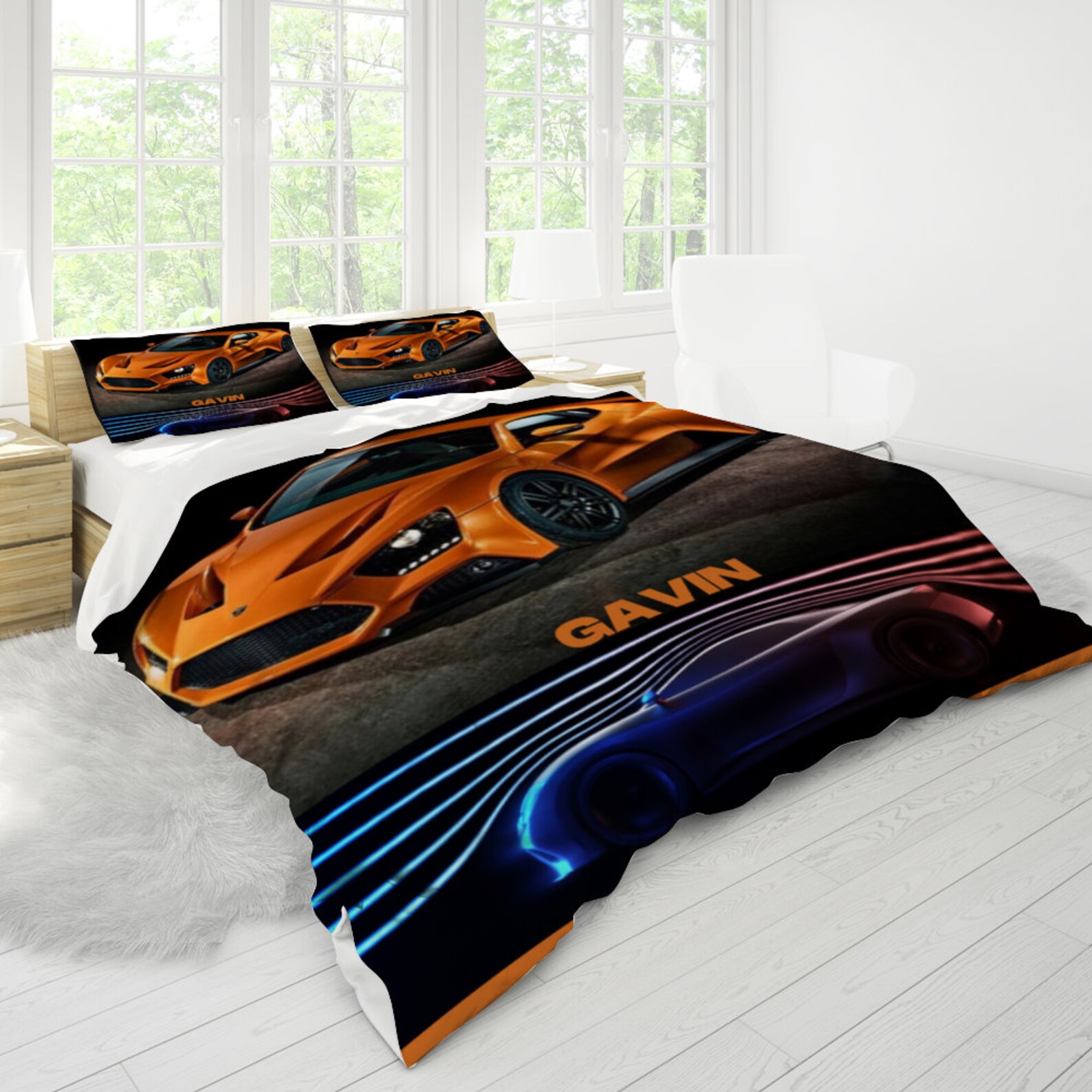 Boys Orange 3 P Soft Bedding Set Duvet Cover set Etsy