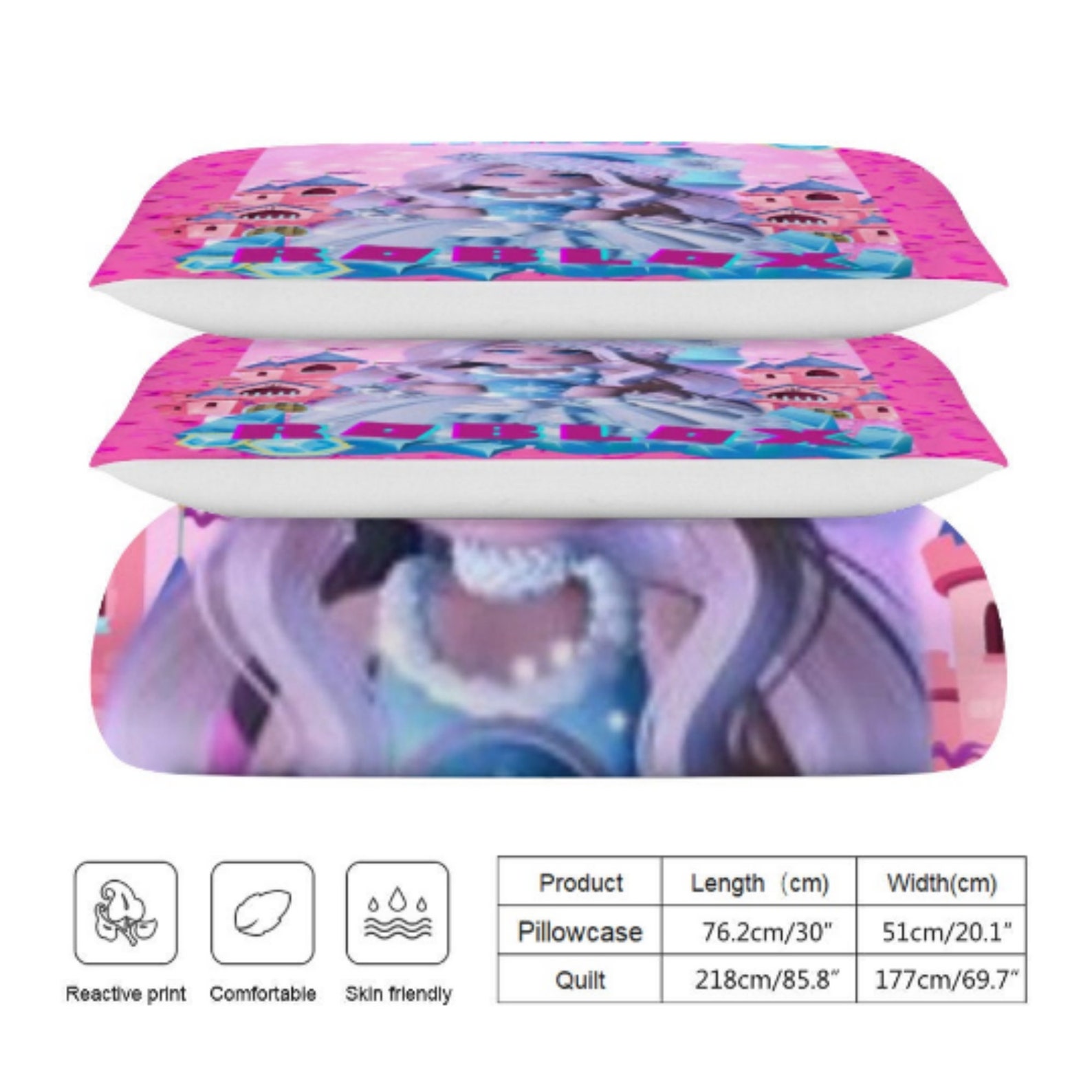 Girls Custom Roblox Bedding Set of 3 Girls Room Decor Etsy