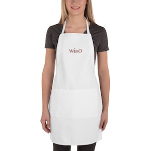 WinO Apron, Wine Apron, Gift for Mom, Gift for Dad, Wine Holiday, Embroidered Apron, Wine Gift, Wine Lover Gift, Wine Kitchen Apron