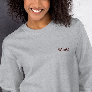 WinO スウェットシャツ、ワイン 大人用スウェットシャツ、ワイン スウェットシャツ、ユニセックス ワイン スウェットシャツ、ミニマル ワイン スウェットシャツ、ワイン、ワイン愛好家