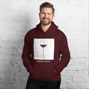 Liquid Lunch Hoodie, Wine Adult hoodie, Wine hoodie Unisex wine hoodie, Minimal wine hoodie, Wine, Wine lover
