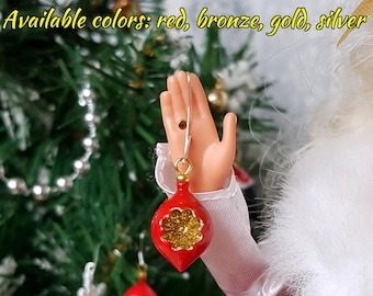 5 PCS set. Christmas tree baubles for 8-12 inch fashion dolls. 1:6 scale dollhouse accessoires.