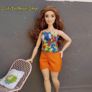 2pcs set summer outfit for curvy Barbie, fashion doll clothes, barbie dress,barbie clothes, curvy made to move barbie clothes, MADE TO ORDER