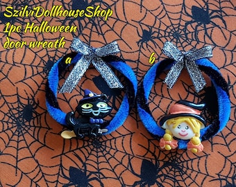 Halloween door wreath for 8-12 inch fashion dolls. 1:6 scale dollhouse accessoires.