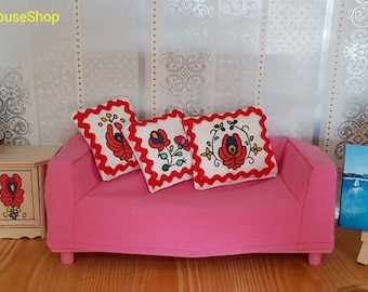 Colorful Hungarian Folk Art Cushions for  fashion dolls. Barby, MH, EAH, blythe,momoko. 1:6 scale dollhouse accessoires.
