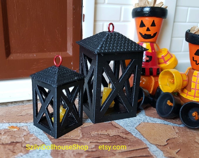 Featured listing image: 2pcs Miniature dollhouse lanterns for 8-12 innch fashion dolls for Halloween, Autumn.  1:6 scale dollhouse accessoires.