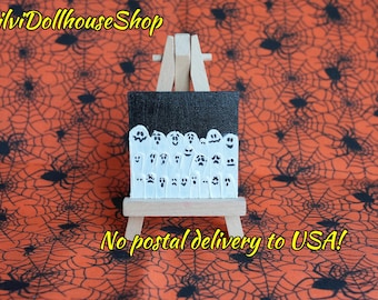 Dollhouse painting for 8-12 inch fashion dolls. 1:6 scale. HAND PAINTED. Acrylic mini painting for Halloween. Miniature painting art.