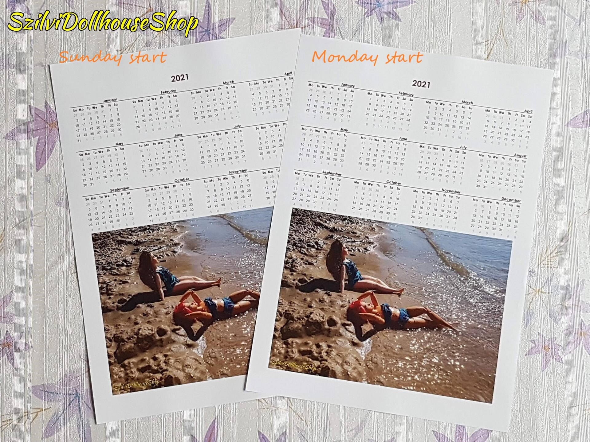 Digital Calendar 2021 Barbie Photo Wall Calendar A4 Annual Calendar With Sunday Or Monday Start Download File Pdf File Printable digitaler kalender 2021