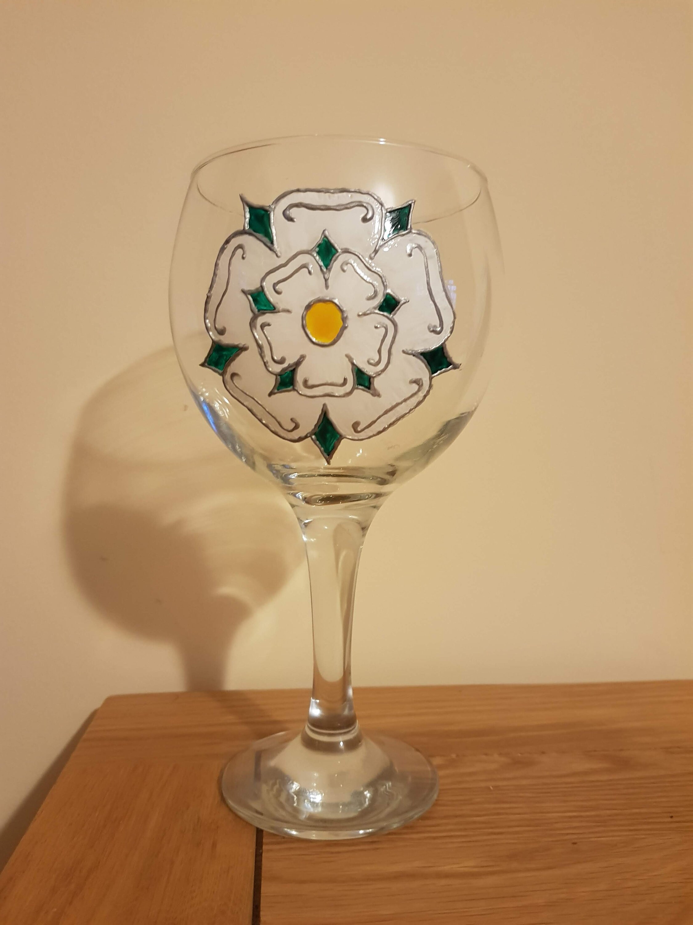 Hand Painted Yorkshire Rose Gin Glass Etsy