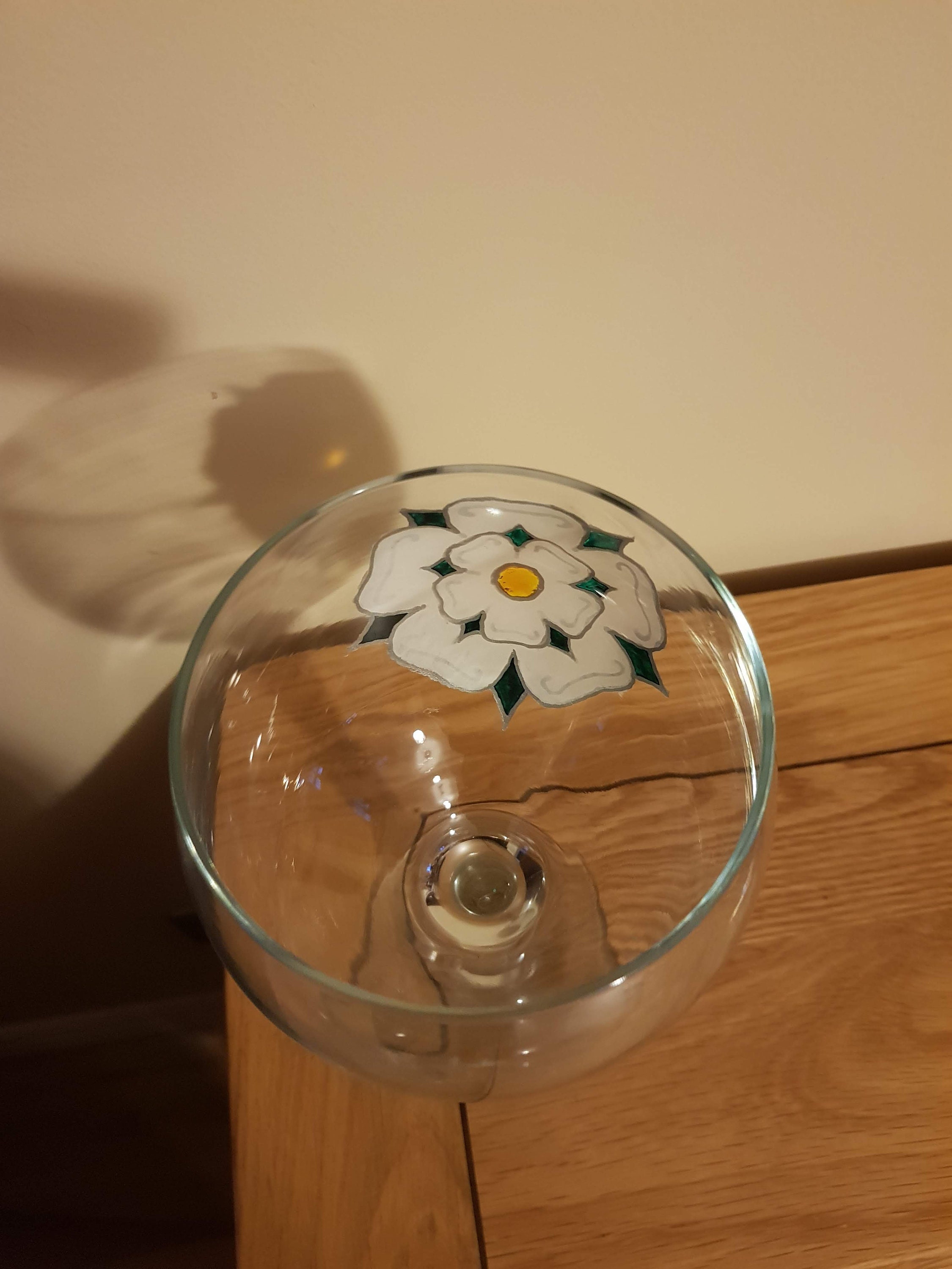 Hand Painted Yorkshire Rose Gin Glass Etsy