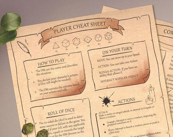 D&D 5e Spieler Spickzettel | 2-seitiges Easy Regelwerk
