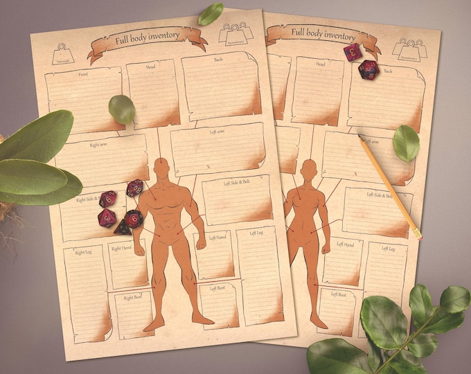 Full Body Character Inventory Sheet for Dungeons & Dragons – Your Adventurer, Fully Equipped!