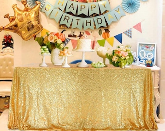 Gold Pailletten Glitter Runde rechteckige gestickte Tischdecke für Party Weihnachtsdekor, Home Party, Pailletten Tischläufer, Hochzeitstischdekoration