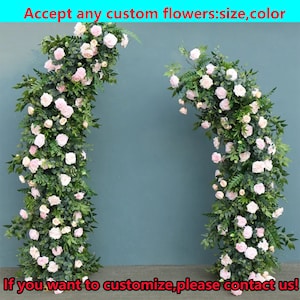 Full Greenery White Pink Flower row,5D Wedding Moon Shape Archway flower,Party Event Stage Decor Backdrop,Floral Swag Archway,Arbour Flowers