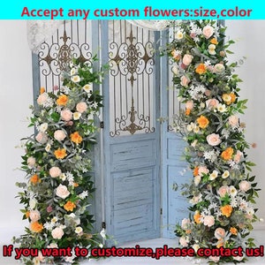 Orange Pale Pink Rose Horn arch Decor Flower Row Archway Ceremony Flower Greenery Wedding Photo Backdrop Flower Garland For Party Home Decor