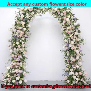 Mixed Rose Greenery Flower row,5D Wedding Archway flower,Outdoor Party Event Stage Decor Backdrop,Wedding Floral Swag Archway,Arbour Flowers