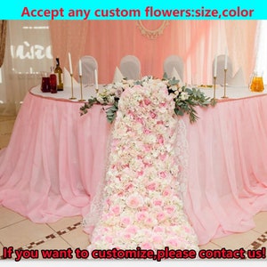 Custom Pink Rose Wedding Centerpiece Table Runner,Floral Flower Runner,Wedding Flower Garland Reception,Swag Flower Arch,Wedding Party Decor