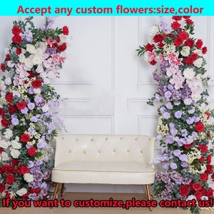 Purple Rose White Rose Lily Horn arch Decor Greenery Archway Flower Wedding Backdrop 5D Flower Garland For Outdoor Indoor Party Event Decor