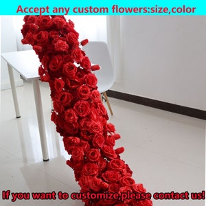 Red Flower Runner,Romantic Wedding Arch Floral Row,Table Runner,Flower Centerpiece,Wedding Aisle Runner,Wedding Reception,Red Flower Garland