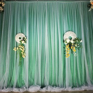 Apfelgrüner Tüll-Hintergrundvorhang, Tüllhintergrund für Hochzeits-Arrangement-Geburtstagsfeier-Brautbaby-Duschedekor, Tüll-Chiffonhintergrund