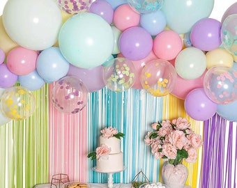 Star Heart Folie Luftballons Krone Luftballons Rose Gold Party Dekorationen alles Gute zum Geburtstag Konfetti Luftballons mit DIY Cake Topper Champagner Folie Luftballons Fransen Vorhang Banner