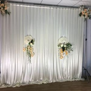 Cortina de fundo marfim, cenário de seda gelada para arranjo de casamento, palco, festa de aniversário, decoração de chá de bebê, cenário de seda gelada de tamanho personalizado