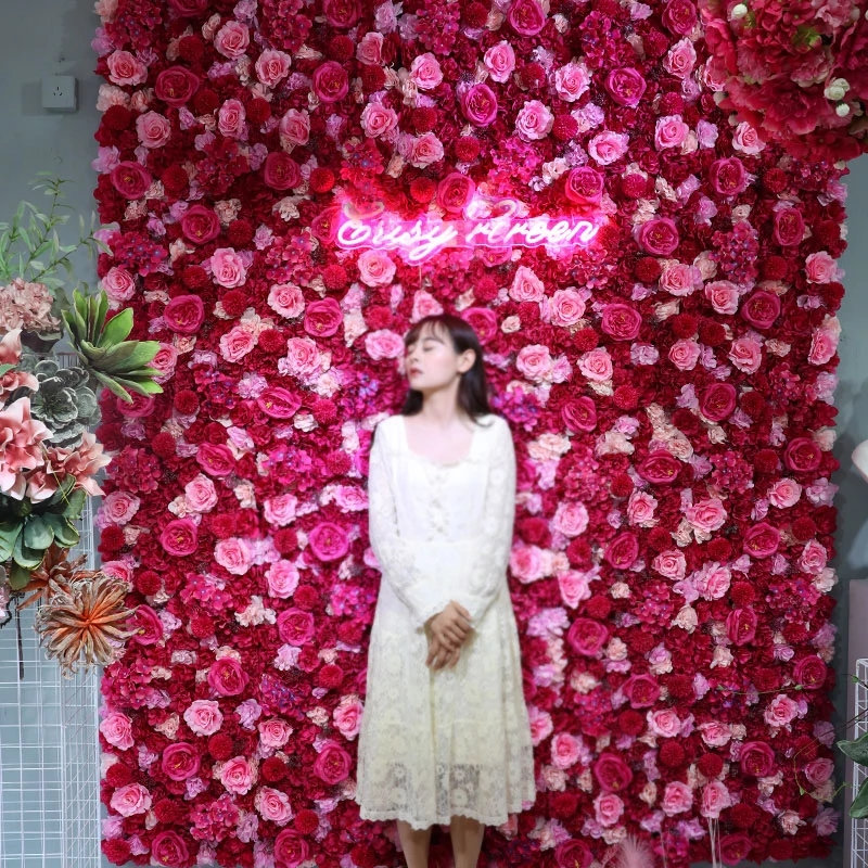 Flower Wall Panel, 15 X 15 Kunstbloem Wall Panels, Silk Rose