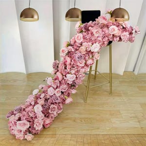 Blush&Pink Rose Peony Table Runner Flower Arch,Wedding Centerpieces Flower Runner,Flower Garland Wedding Reception,Floral Aisle Flowers Row