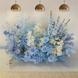 Custom High Quality Blue floor Flower Wedding Flower aisle runner,Floor flower Row,Aisle Flower Wedding Entrance Decor,Outdoor window flower